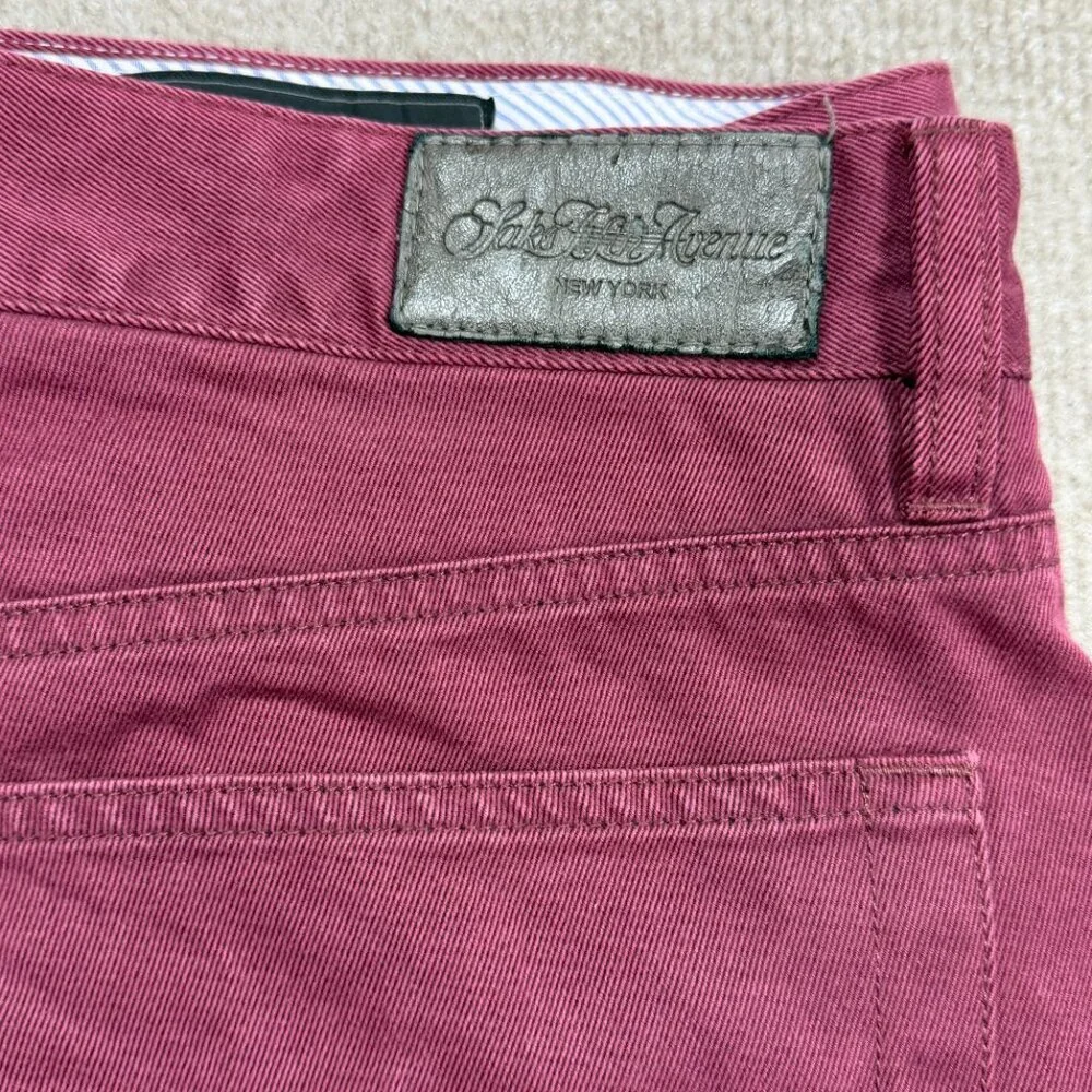 Saks Fifth Avenue Men's Slim Straight Chino Pants Maroon Burgundy Size 36
